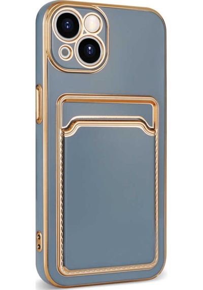 Apple Uyumlu  iPhone 13 Kilif Bark Kartlikli Kenarlari Altin Renk Kilif 558091133