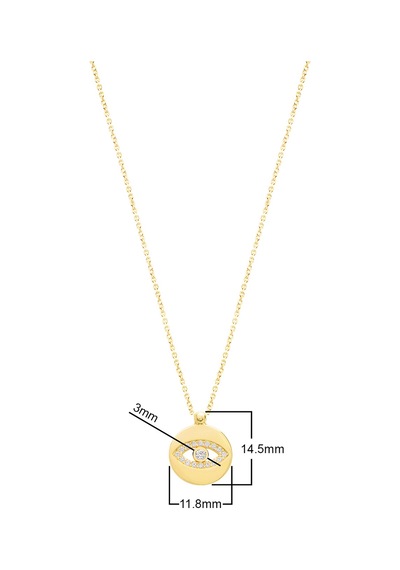 Zirkon Taşlı Altın Kaplamalı Göz Desenli Gümüş Kolye Gold - Rose Gold - Gümüş