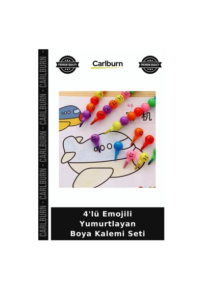 Özel Üretim Kırtasiye Çocuk Okul Eğlenceli 4'lü Emojili Yumurtlayan Boya Kalemi Seti