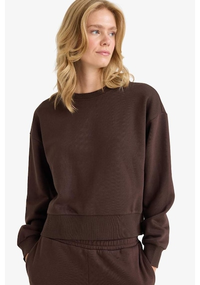 Defacto Boxy Fit Basıc Sweatshirt B8568AX25AU Kahve