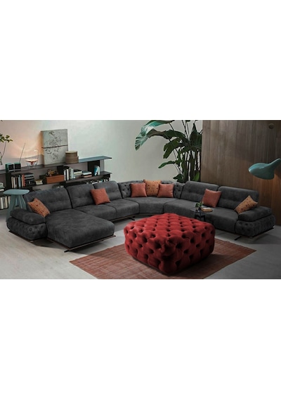 Gazzini Kare Chester Model Kapitoneli Orta Puf- Modern Puf Bordo