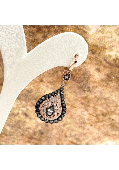 Elmas Montür Rosegold Damla Gümüş Set Takım - Lvrset08 Rose Gold