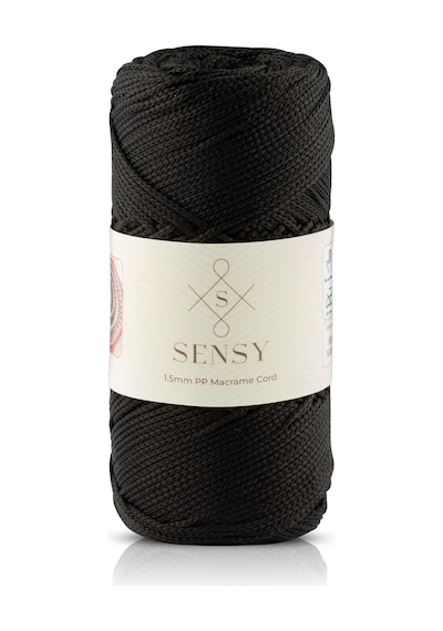 Sensy 1.5 Mm - 100 Gr Polyester Makrome Ipi Siyah 150 M Polyester Makrome Ip Supla Ip Ve Çanta Ipliği