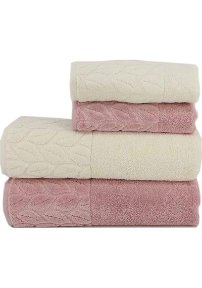 Romans Hazal 4Lü Banyo Havlu Takımı Krem/Lila
