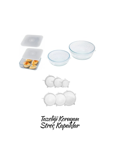 10 Parça Silikon Borcam Kapağı Ve Streç Kapak Seti 2 Boy Kare, 2 Boy Yuvarlak Kapak + 6 Lı Tencere Kupa Bardak Bonesi Beyaz 10 Parça Silikon Borcam Kapağı Ve Streç Kapak Seti 2 Boy Kare, 2 Boy Yuvarlak Kapak + 6 Lı Tencere Kupa Bardak Bonesi Beyaz