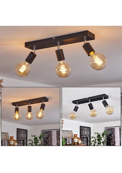 Riolight Modern1 Siyah1 3xe27 Mafsallı Hareketli Başlık Glop Ampul Hariç Metal Spot Avize 3'lü Siyah