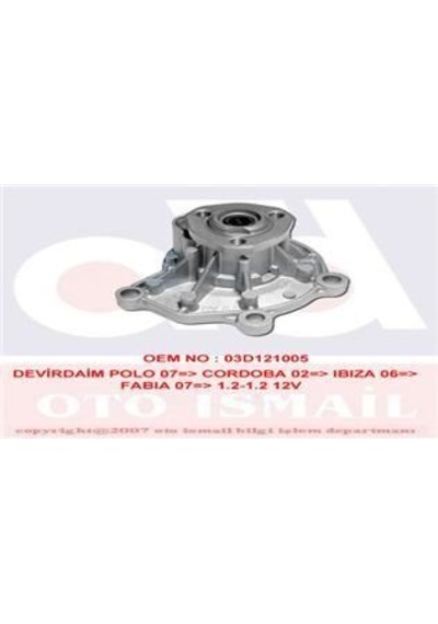 GRAF PA855 DEVİRDAİM SU POMPASI POLO 07- / CORDOBA 02- FABIA 06-