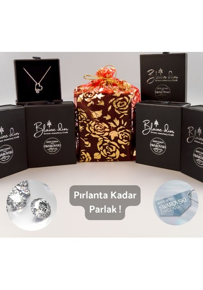 Swarovski Tek Taş Kadın Kalp Gümüş Kolye