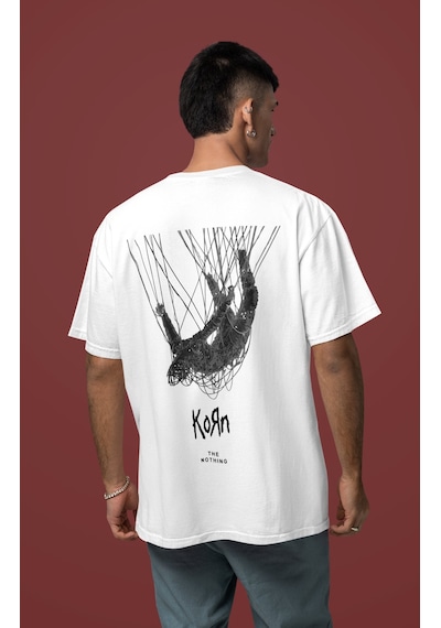 Korn The Nothing Yazılı Rock Metal Sırt Baskılı Unisex Oversize M Beyaz