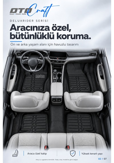 Otocraft Citroën Ë-c3 Aircross 2025-2026 Araca Özel Deluxrider Lüks Havuzlu Paspas Tam Set 3 Parça