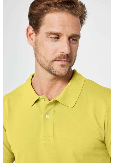 Tudors Erkek Slim Fit Dar Kesim %100 Pamuk Yeşil Polo Yaka Tişört-32759 Yeşil