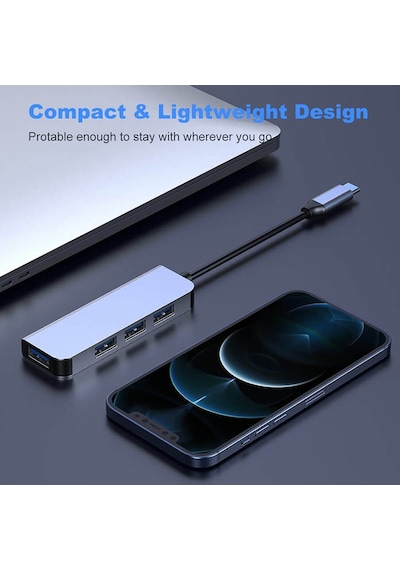 Type C 4 Port Usb 3.0 Hub Usb C Çoklayıcı Alüminyum Gövde