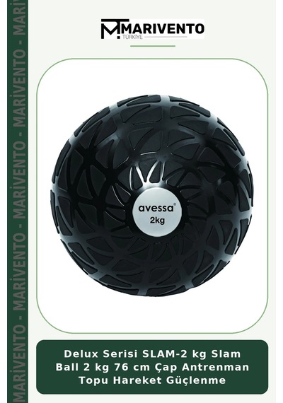 Delux Serisi Slam-2 Kg Slam Ball 2 Kg 76 Cm Çap Antrenman Topu Hareket Güçlenme