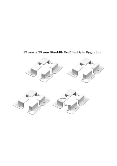 Sineklik Bağlama Papucu Sineklik Sabitleme 17 Mm X 25 Mm Sineklik Profilleri İçin 4 Adet Standart