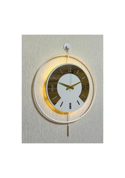 Pey Aksesuar 50x70 Cm Metal Ahşap Ve Işığın Muhteşem Uyumu Duvar Saati Dekoratif Ahşap-m54-beyaz-beyaz-keçe-keçe