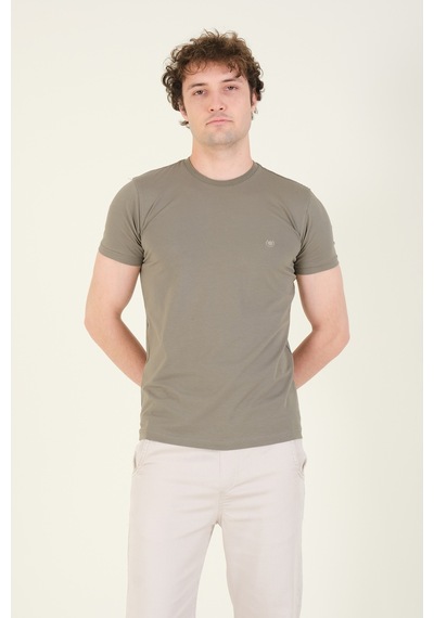 Giyim Dünyası Erkek Sıfır Yaka Basic T-shirt Haki 001