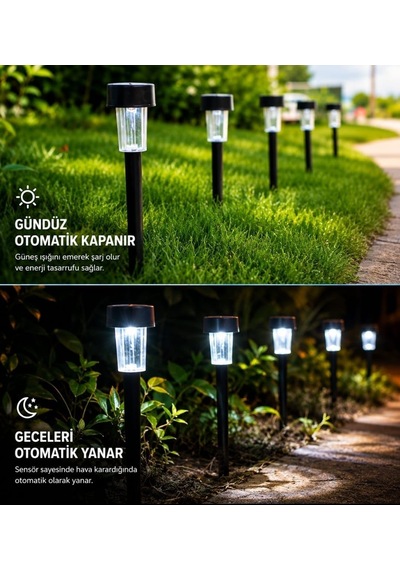 Mr 10 Adet Solar Bahçe Aydınlatması Güneş Enerjili Led Işık, Otomatik Yanan Dış Mekan Bahçe Lambası