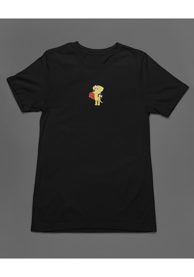 Bumeta Bluey Sevimli Köpek Kardeşler Lucky Unisex Tişört T-shirt Siyah