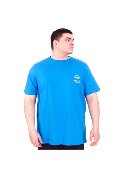 Mode Xl Büyük Beden Erkek T-shirt Bisiklet Yaka Great U25024 Saks Saks Mavi