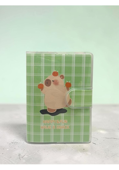 Happy & Fun Capybara A7 Not Defteri , Çıt Çıtlı Cep Defteri - Yeşil