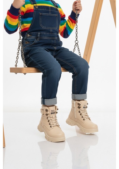 Bej İçi Polarlı Kaymaz Taban Unisex Çocuk Bot 24035 F Bej