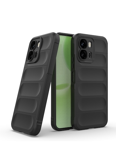 Oppo A6x Kılıf Darbe Emici Leke Tutmaz Esnek Tpu Oyuklu Arka Yüzey Tasarımlı Etnik Silikon Kapak Siyah