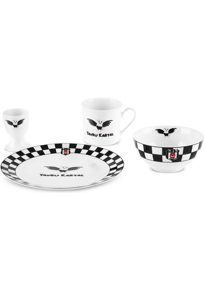 Karaca X Beşiktaş Lisanslı 4 Parça Mama Takımı Beyaz - Siyah