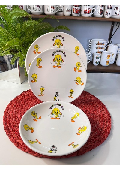 6 Parça Tweety Model Çocuk Bebek Yemek Takımı Beslenme Seti Çok Renkli