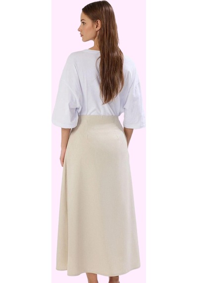 Frm Kadın A Line Maxi Etek 100% Polyester Dokuma Kumaş Ramadan Koleks Taş