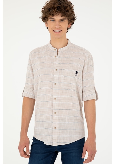 U.s. Polo Assn. Erkek Taş Gömlek Desenli 50288663-vr049 Taş