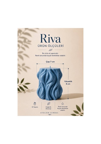Riva - Dekoratif Mum Mavi