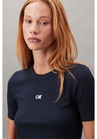 Calvin Klein Jeans Kadın Modal Fitilli Mavi T-shirt Lv044c901g-cef Mavi