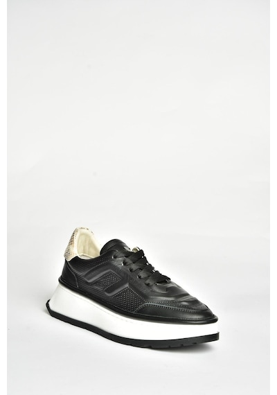 Fox Shoes U555605603 Siyah Hakiki Deri Kalın Tabanlı Spor Ayakkabı Sneakers Siyah
