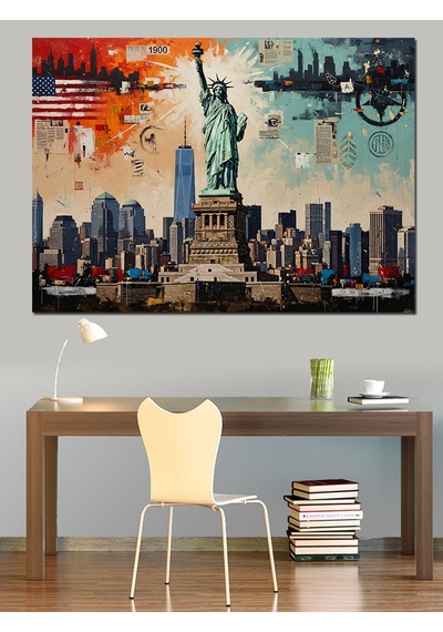 Ahşap Tablo Özgürlük Heykeli Ve New York Çocuk Odası Tabloları
