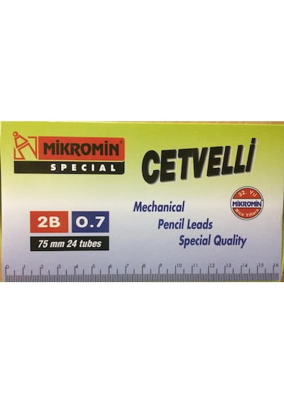 Mikromin 0.7 MM Cetvelli Kalem Ucu 75 MM Kutuda 24 Adet
