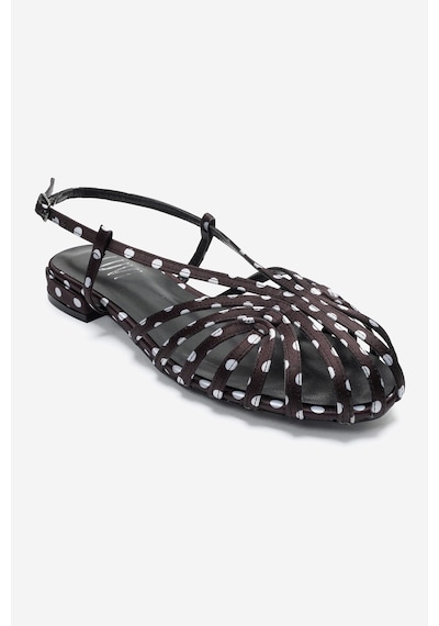 Luvi Shoes Lıss Siyah Beyaz Puantiyeli Kadın Sandalet