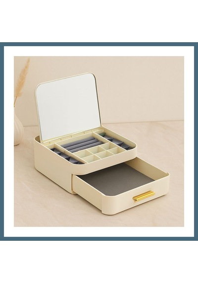 Agc Uygun Sepet Aynalı Takı Organizeri - 10 Bölmeli Çekmeceli 20x22x8.5 Cm Agc