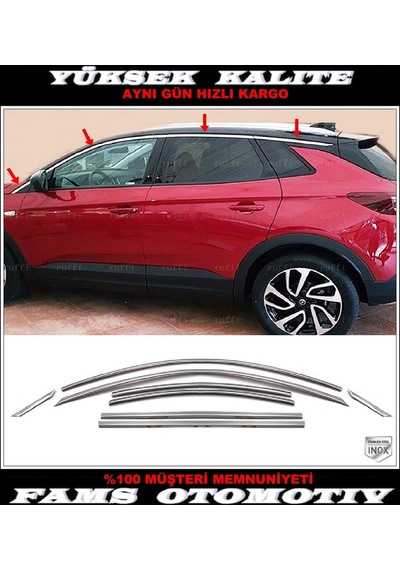 Opel Grandland X Krom Cam Üst Çıtası 8 Parça 2017 ve Üzeri