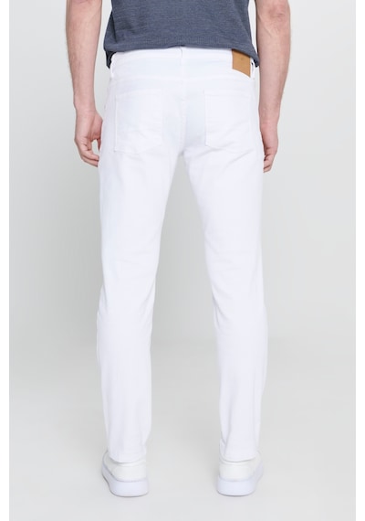 AC&Co / Altınyıldız Classics Erkek Beyaz 360 Derece Her Yöne Esneyen Slim Fit Dar Kesim Diyagonal Desenli Pantolon Çok Renkli
