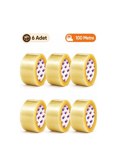 6 Adet Koli Bandı Şeffaf 45 Mm X 100 Metre Güçlü Yapışkanlı Paketleme Bantı Bantları Kopmayan