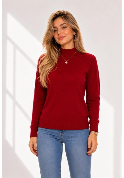 Hira Life Fashion Kadın Şık Tasarım Ve Yumuşak Dokulu Dik Yaka Triko Basic Kazak Bluz Bordo Bordo Hira Life Fashion Kadın Şık Tasarım Ve Yumuşak Dokulu Dik Yaka Triko Basic Kazak Bluz Bordo Bordo
