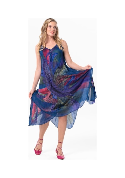 Eliş Şile Bezi Askılı Vual Afrodit Midi Boy Yazlık Elbise Saks 6209 - Kadın Saks Mavisi Eliş Şile Bezi Askılı Vual Afrodit Midi Boy Yazlık Elbise Saks 6209 - Kadın Saks Mavisi