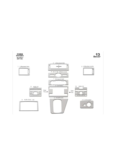 Ford Mondeo Torpido Kaplama 2003-2006 13 Parça Alüminyum