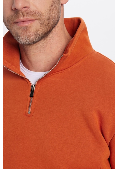 Tudors Unisex Relax Fit Rahat Kesim Pamuklu İçi Polarlı Yarım Fermuarlı Kiremit Renk Dik Yaka Sweatshirt-31451 Kiremit Tudors Unisex Relax Fit Rahat Kesim Pamuklu İçi Polarlı Yarım Fermuarlı Kiremit Renk Dik Yaka Sweatshirt-31451 Kiremit