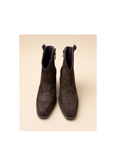 37brandshoes Koyu Kahve Süet Western Bot Kahverengi Kahverengi