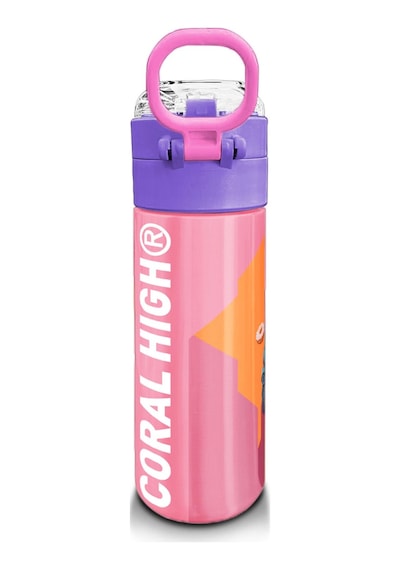 Coral High Kids Pembe Mercan Fashion Girl Desenli Pipetli Ve Direkt İçim Çelik Termos 500 Ml 31869 Metal