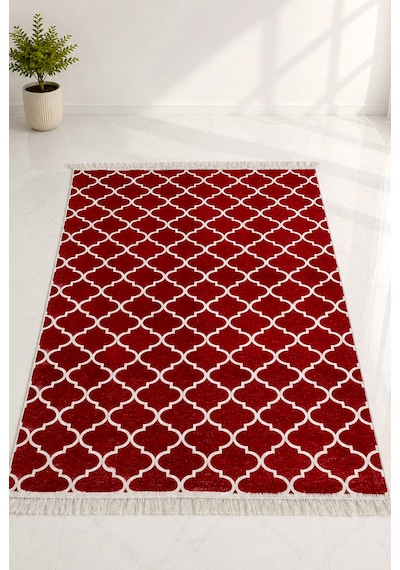 Kilim Paspas Çok Amaçlı Halı Makinede Yıkanabilir Toz Yapmaz Kırmızı