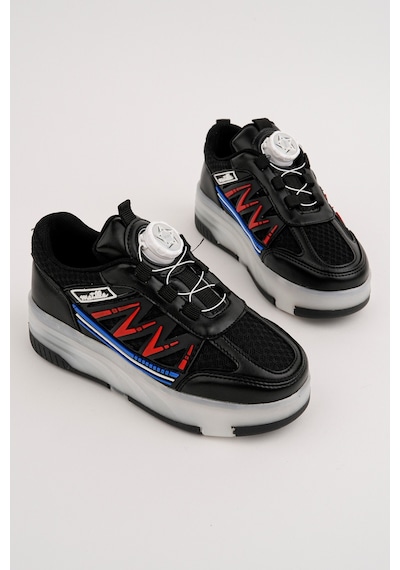 Muggo Skate Çocuk Işıklı Patenli Tekerlekli Sneaker Spor Ayakkabı Siyah - Kırmızı