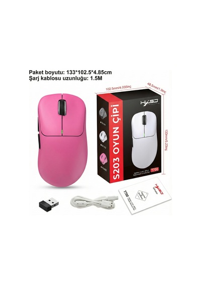 T700 Makrolu Kablosuz Oyuncu Mouse- 3 Modlu Kullanım-500 Mah Batarya Diğer