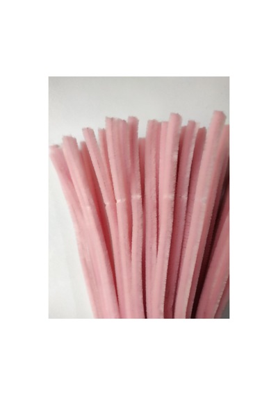 25 Adet Pastel Pembe Şönil, Çiçek Yapımına Uygun Tüylü Tel, 30 Cm 6 Mm